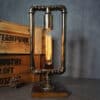 Steampunk Minimalist Desk Light - Metal Pipe, Tungsten Bulb, Pine Base