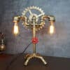 Industrial Steampunk Gear Lamp – Handmade with Wooden Gear & Vintage Valve