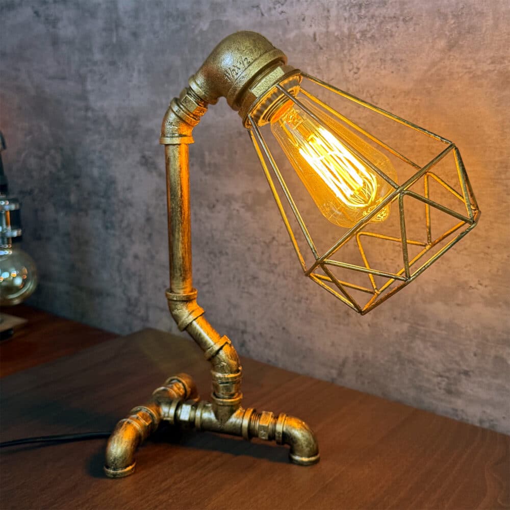 Vintage Industrial Desk Lamp - Copper Finish, Handmade, Edison Bulb