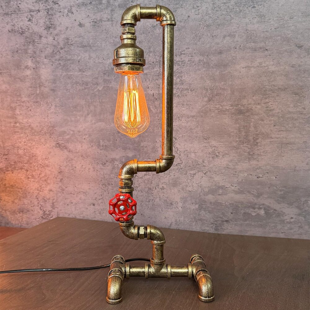 Alternative view of Vintage Industrial Desk Lamp – Antique Copper Finish, Edison Bulb, Handmade