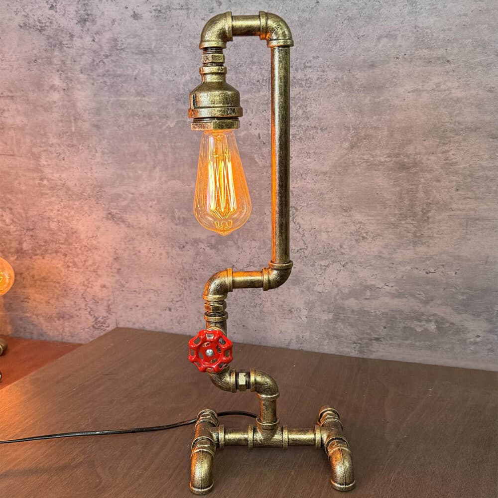Vintage Industrial Desk Lamp – Antique Copper Finish, Edison Bulb, Handmade